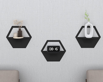 Metall Sechseck Regale, 3er Set, geometrische Wanddekoration