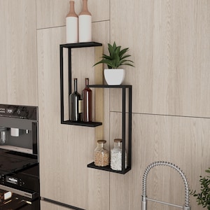 Wall Mounted Metal Spice Rack, Modern Kitchen Organizer, Minimalist Design