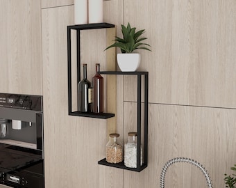 Wall Mounted Metal Spice Rack, Modern Kitchen Organizer, Minimalist Design
