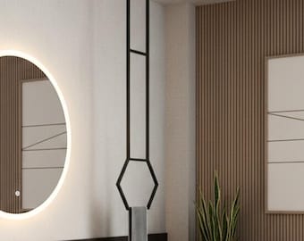 Moderne metalen handdoekhouder voor aan het plafond, zeshoekig minimalistisch handdoekrek