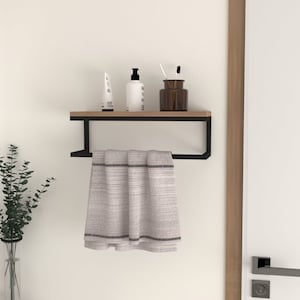 Wall Mount Storage Shelf, Rectangular Towel Rack, Hand Towel Holder, Housewarming Gift, Metal Towel Rack, Towel Drying Rack