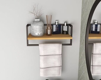 Minimalist Towel Rack, Towel Shelf with Holder, Hand Towel Rack, Housewarming Gift, Wall Mounted Towel Holder