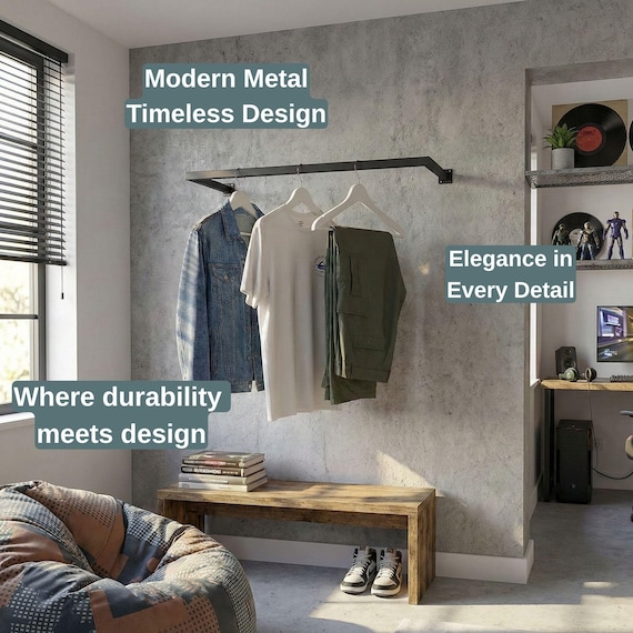 Moderne minimalistische Wand Kleiderstange, platzsparende Metall Kleiderstange für Schlafzimmer