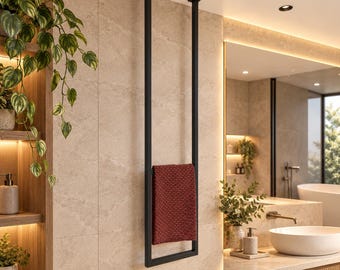 Modern Metal Ceiling Mounted Towel Rack, Minimalist Hanging Towel Holder for Bathroom