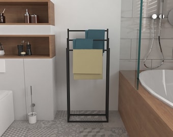 Metal Towel Holder, Freestanding Bathroom Organizer
