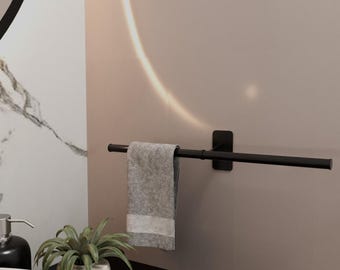 Matte Black Metal Towel Rack, Minimalist Bathroom Decor, Wall Mounted