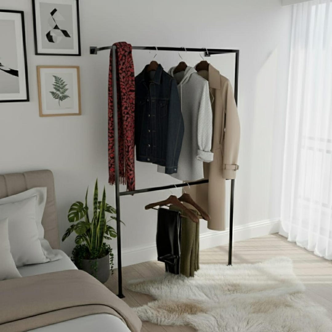Modern Metal Clothing Rack, Minimalist Freestanding Wardrobe - Etsy