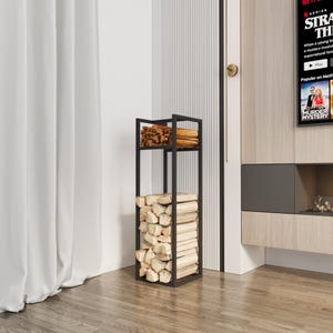 Modern Firewood Rack for Indoor and Outdoor Use, Stylish Wood Storage Shelf for Fireplace, Perfect Gift for Home Decor Lovers