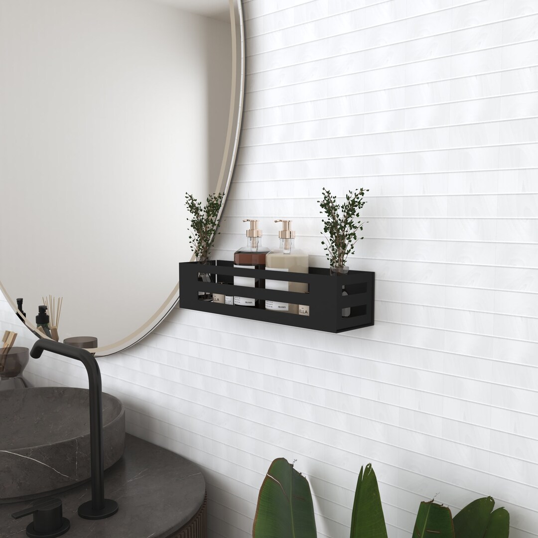 Modern Floating Bathroom Shelf, Metal Heavy Duty Wall Shelves ...