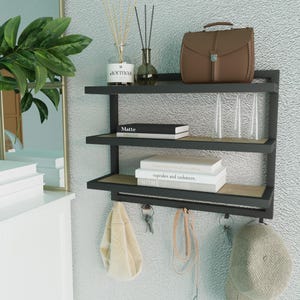 Wall Mounted Coat Rack with Shelf, Industrial Entryway Organizer