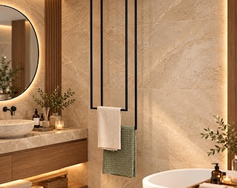 Modern Double Ceiling Towel Rack, Minimalist Metal Hanging Holder for Bathroom