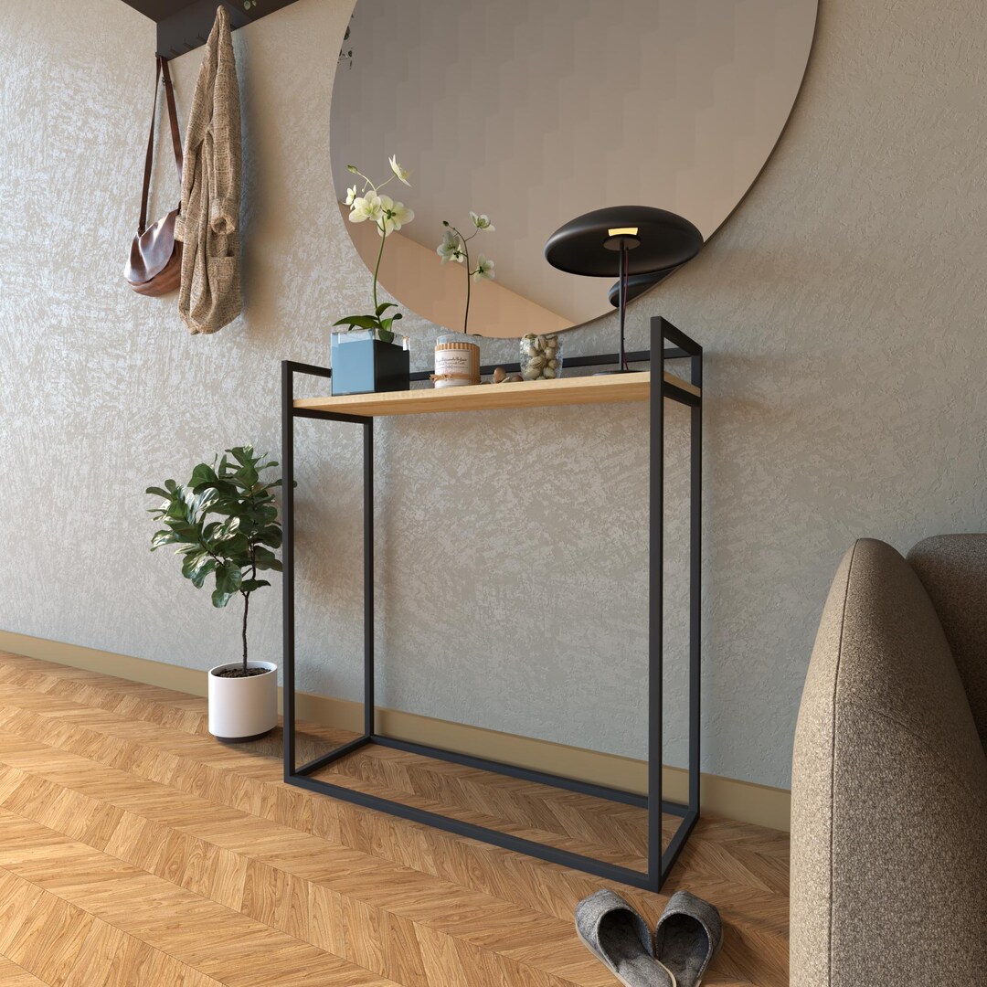 Modern Console Table, Minimalist Wood Top Entryway Desk - Etsy