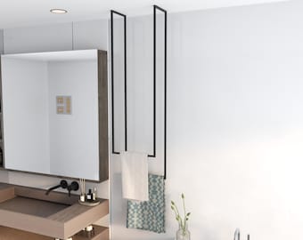 Minimalistische handdoekhouder voor aan het plafond, moderne industriële badkamerorganizer