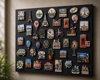 Metal Magnet Organizer, Fridge Display Board for Travel Magnets, Wall-Mounted Decor Solution