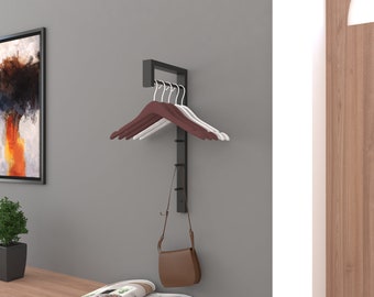 Modern Metal Wall-Mounted Clothes Hanger, Space-Saving Organizer