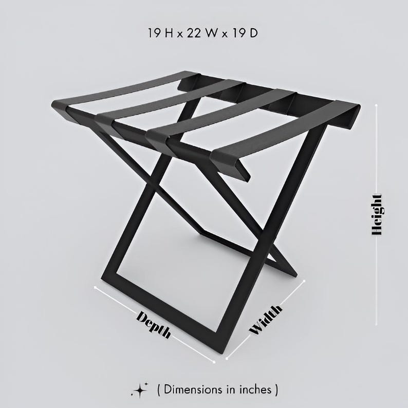Modern Foldable Luggage Rack, Metal Suitcase Holder With Leather Straps ...