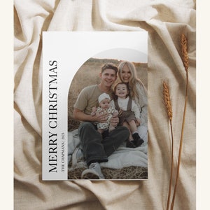 Foto Weihnachtskarten Vorlage | Bogen Weihnachtskarte| Einfache Weihnachtskarte | Minimalistische Weihnachtskarte | Frohe Weihnachten Karte| Familie Weihnachten