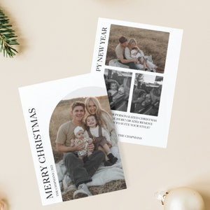 Foto Weihnachtskarte Vorlage | Bogen Weihnachtskarte| Schlichte Weihnachtskarte | Minimalistische Weihnachtskarte | Frohe Weihnacht-Karte| Familie Weihnachten