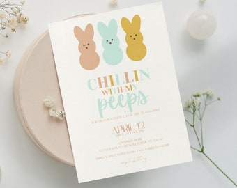 Chillin with my Peeps Easter Invite Template (Digital Download)