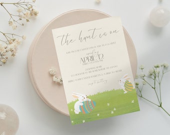 Easter Egg Hunt Invitation Template, Editable Bunny Invite (Digital Download)