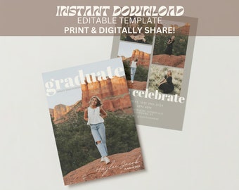 2024 Graduation Invitation Template, Modern Photo Collage (Digital Download)