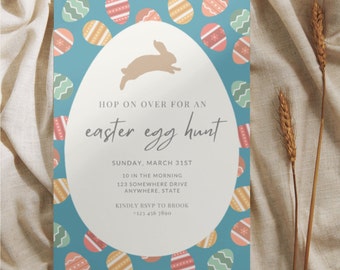 Easter Egg Hunt Invitation Template, Editable Party Invite (Digital Download)