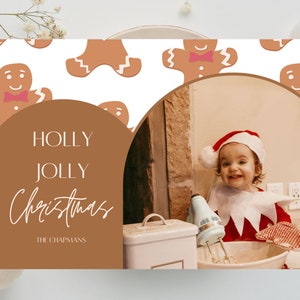 Gingerbread Christmas Card Family Christmas Card, Editable Photo Card template, modern christmas card, instant download, holiday card canva