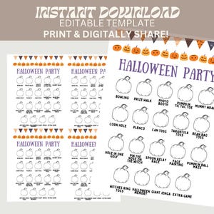Arkusz do odhaczania gier na imprezę Halloween, Arkusz do gry w bingo na Halloween, Lista gier na imprezę Halloween, Gry dla dzieci na imprezę Halloween, Straszne gry na Halloween