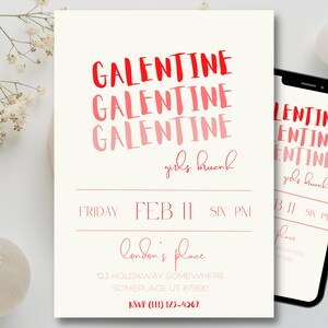 Invitation Galentines, Invitation modifiable Galentines, Invitation au brunch Galentines, Invitation à la fête Galentines, Invitation à la Journée Galentines, Saint-Valentin