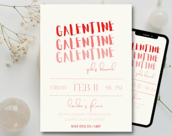 Galentines Brunch Invitation Template, Editable Party Invite (Digital Download)