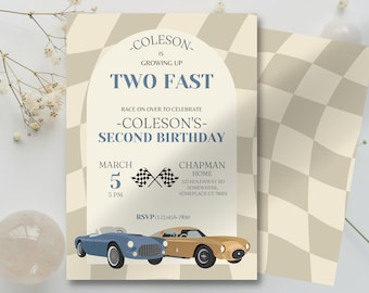 Two Fast Birthday Invitation, Race Car Party (Digital Download)