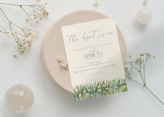 Easter Egg Hunt Invite, Easter Invitations, Easter Brunch Invite, Easter Party Invitation, Editable Digital Template, INSTANT DOWNLOAD