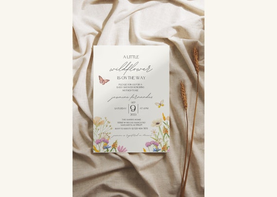 Wildflower Baby Shower Invitation, Editable Template (Digital Download)