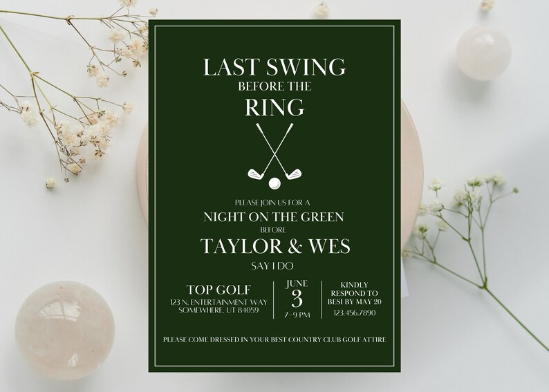 JOYMEMO Golf-Schärpe Für Junggesellenabschied – „Last Swing Before The Ring“, Satin, 9,4x160 Cm