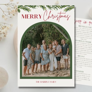Gewölbte Weihnachtskartenvorlage (Neutrale Weihnachtskarte, Familienfoto-Weihnachtskarte, Jahresrückblick, Moderne Weihnachtskarte, Canva-Vorlage)