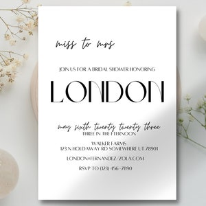 Miss to Mrs Minimalist Bridal Shower Invitation template, bridal shower invite, instant download digital and printable bridal shower invite