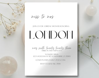 Minimalist Bridal Shower Invitation Template (Digital Download)