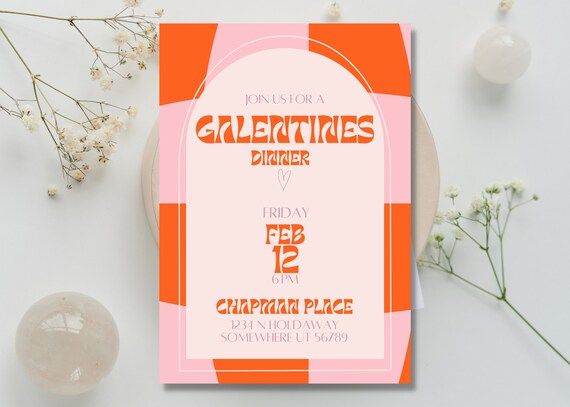 Editable Galentines Party Invitation Template, Mobile Invite (5x7in)