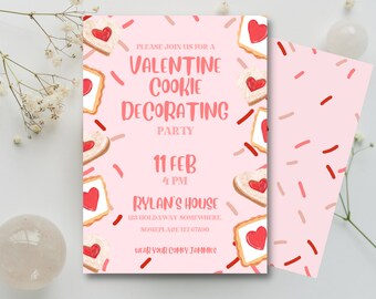 Valentine Cookie Decorating Party Invite, Electronic Template (Instant Download)