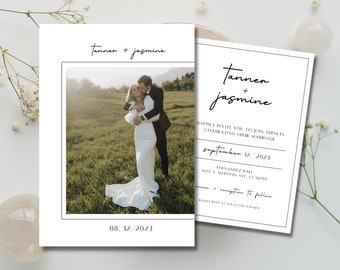 Minimalist Photo Wedding Invitation Template | Modern Simple Invite (Digital)