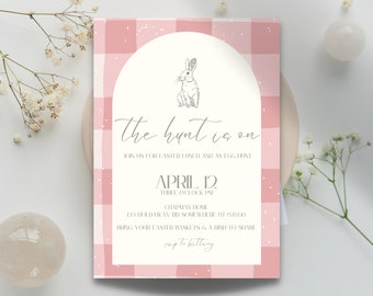 Easter Bunny Party Invite, Easter Invitations, Easter Brunch Invite, Easter Egg Hunt Invitation, Editable Digital Template, INSTANT DOWNLOAD