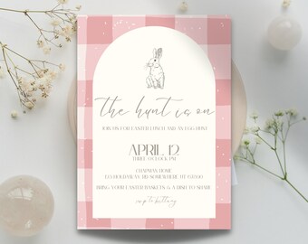 Easter Bunny Party Invite, Easter Invitations, Easter Brunch Invite, Easter Egg Hunt Invitation, Editable Digital Template, INSTANT DOWNLOAD