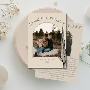 Cartolina di Natale nel deserto Cactus (cartolina di Natale moderna, cartolina di Natale nel deserto, cartolina di buone feste nel deserto, cartolina di Natale marrone chiaro, Natale semplice