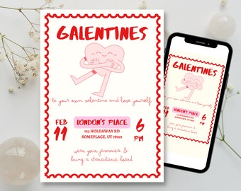 Editable Galentines Day Party Invitation Template (Digital Invite)
