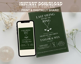 Golf Bridal Shower Invite, Couples Engagement Party (Digital Download)