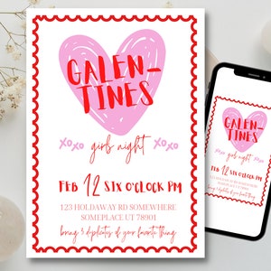Galentines Day Einladung, Galentines Girls Night einladen, Galentine Party Invite, Be My Galentine Invite, Instant Download Galentine, Mobile