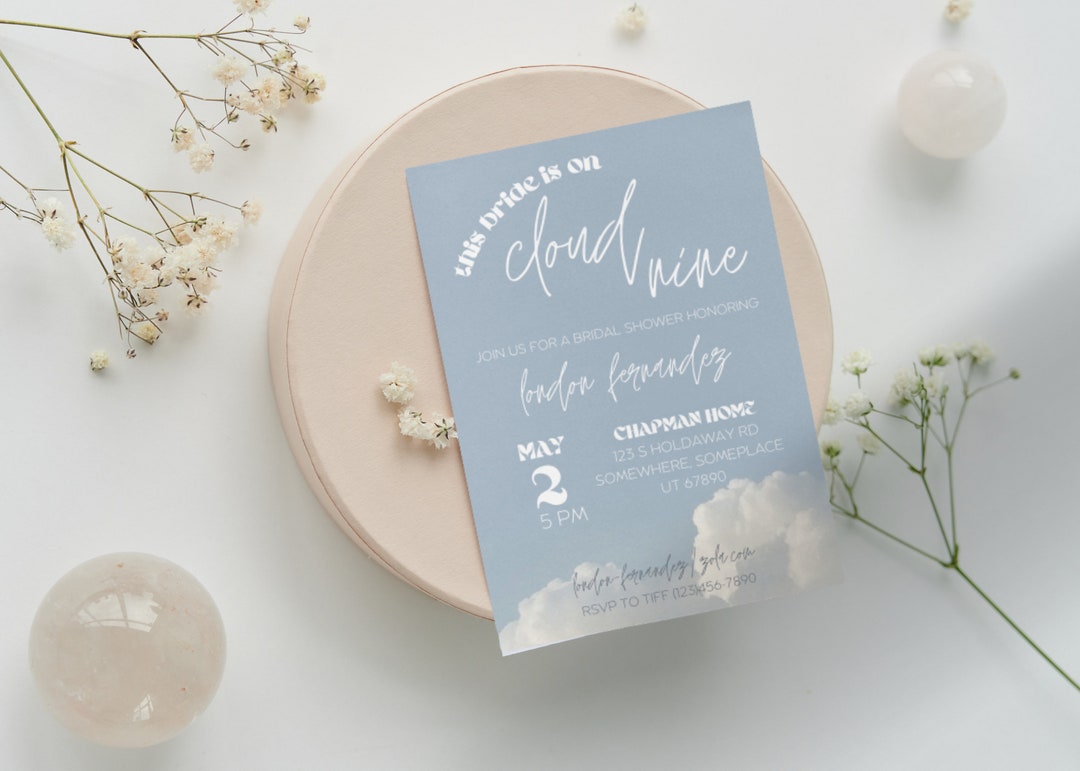 On Cloud 9 Bridal Shower Invite, This Bride is on Cloud Nine Bridal ...
