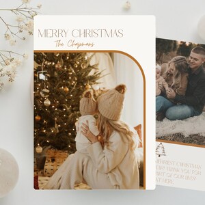 Gewölbte Weihnachtskartenvorlage (Neutrale Weihnachtskarte, Familienfoto-Weihnachtskarte, Jahresrückblick, Moderne Weihnachtskarte, Canva-Vorlage)