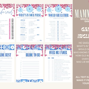 7 MAMMA MIA Bridal Shower Games & Mad Lib, Dancing Queen Invite, Mama Mia Bachelorette Party, Dancing Queen Mamma Mia Bridal Shower Games