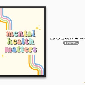 Mental Health Digital Art | Groovy Printable Digital Art | Digital Art for Therapy & Counseling Office | Therapy Room and Office Decor